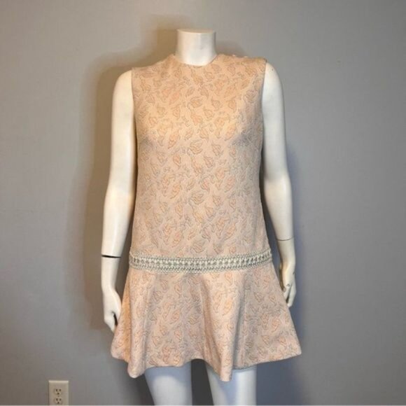 Vintage Hand Stitched Drop Waist Sleeveless Dress Size S - Picture 1 of 11